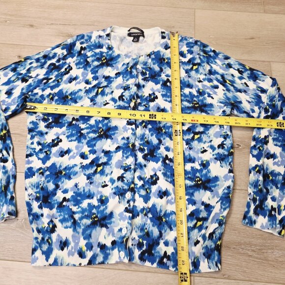 Lands' End Women's Blue Cardigan Sweater Size LG 14/16 100% Supima Cotton - Picture 3 of 4